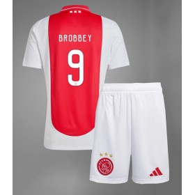 Ajax Brian Brobbey #9 Hemmakläder Barn 2024-25 Kortärmad (+ Korta byxor)